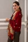 Reversible Print Twist | Embroidered Wool Silk Stole